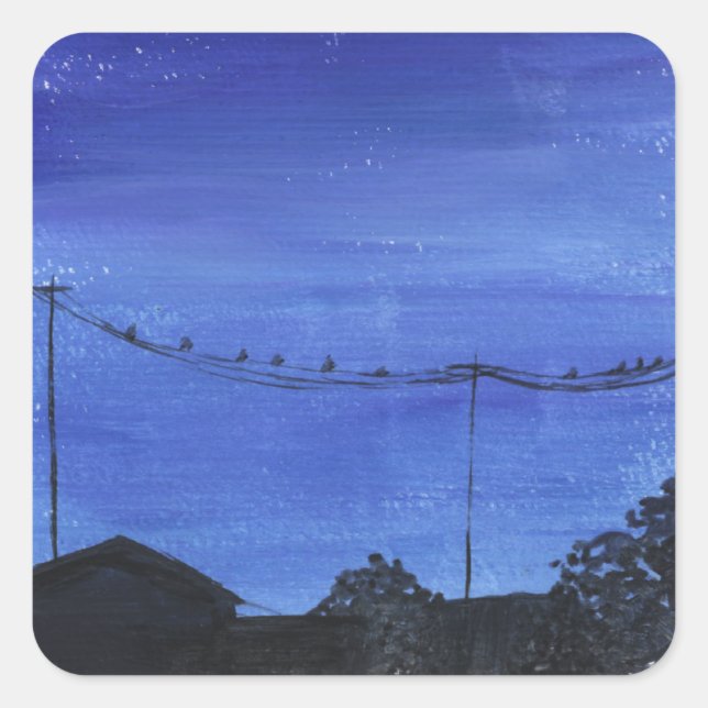 Pegatina Cuadrada Blue Cityscape Stickers (Anverso)