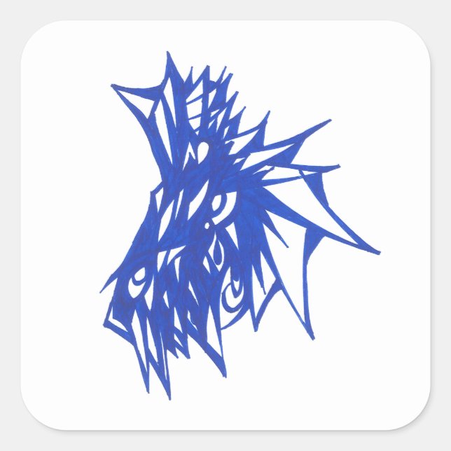 Pegatina Cuadrada Blue Colorful Abstract Tribal Tattoo Art (Anverso)