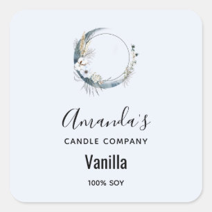 Pegatina Cuadrada Blue Crescent Moon Candle Business