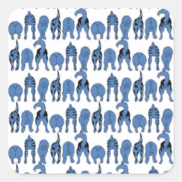 Pegatina Cuadrada Blue Dog Butts Pattern