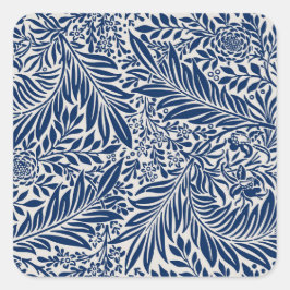 Pegatina Cuadrada blue floral pattern with diverse leaves & blossoms