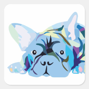 Pegatina Cuadrada Blue French Bulldog