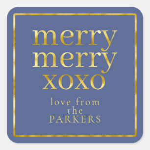 Pegatina Cuadrada Blue Gold Merry Merry XOXO ID1009