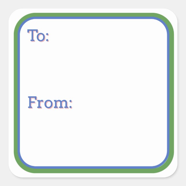 Pegatina Cuadrada Blue & Green Gift  Sticker (Anverso)