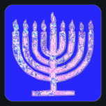 Pegatina Cuadrada Blue Hanukkah Menorah 4Ruth<br><div class="desc">¡Te encantará decorar tus regalos con nuestros pegatinas de menorah!</div>