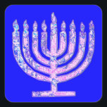 Pegatina Cuadrada Blue Hanukkah Menorah 4Ruth<br><div class="desc">¡Te encantará decorar tus regalos con nuestros pegatinas de menorah!</div>