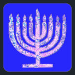 Pegatina Cuadrada Blue Hanukkah Menorah 4Ruth<br><div class="desc">¡Te encantará decorar tus regalos con nuestros pegatinas de menorah!</div>