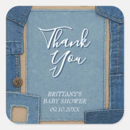 Pegatina Cuadrada Blue Jean Baby Denim Baby Shower