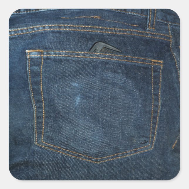 Pegatina Cuadrada Blue Jeans Denim Pocket (Anverso)