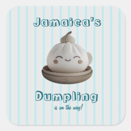 Pegatina Cuadrada Blue Little Dumpling Boy Baby Shower