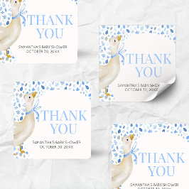 Pegatina Cuadrada Blue Little Silly Goose Baby Shower