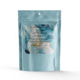 Pegatina Cuadrada Blue Marble and Faux Gold Bath Salts Pouch Label