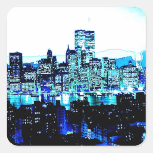 Pegatina Cuadrada Blue New York