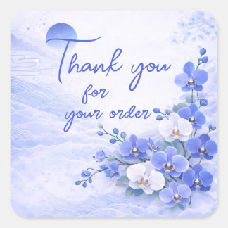 Pegatina Cuadrada Blue orchid Thank You For your order