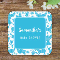 Blue otomi mexicana baby ducha Papel Placa cuadrad
