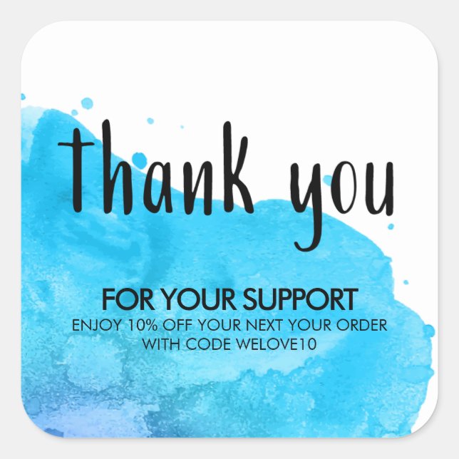 Pegatina Cuadrada Blue Paint Splatt Descuento para pequeñas empresas (Anverso)