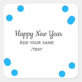 Pegatina Cuadrada Blue polkadots happy new year add name messasimple