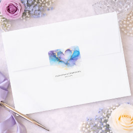 Pegatina Cuadrada Blue Purple Gold Abstract Heart Wedding Sticker