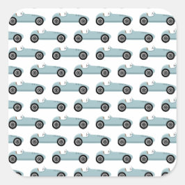 Pegatina Cuadrada Blue Race Car Boy Carreras fiesta de cumpleaños