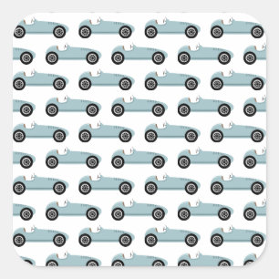 Pegatina Cuadrada Blue Race Car Boy Carreras fiesta de cumpleaños