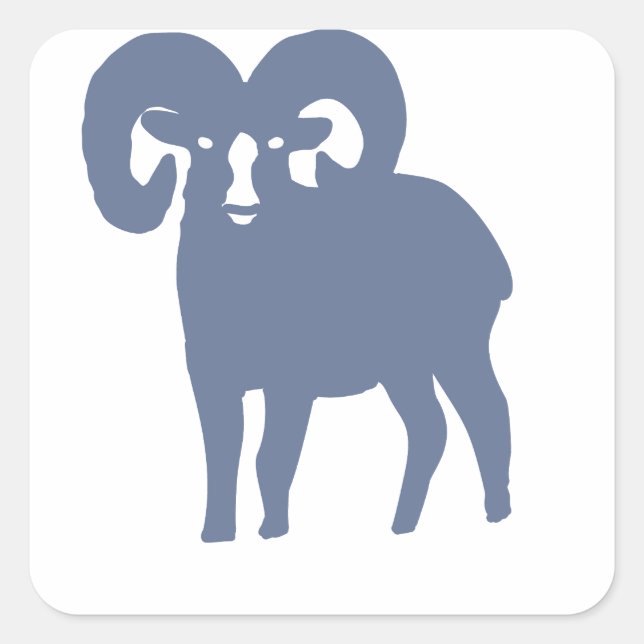 Pegatina Cuadrada Blue Ram Silhouette (Anverso)