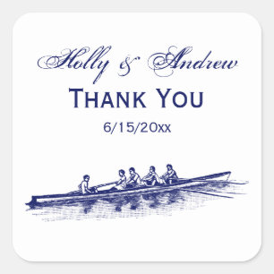 Pegatina Cuadrada Blue Rowing Rowers Equipo Deportes Acuáticos