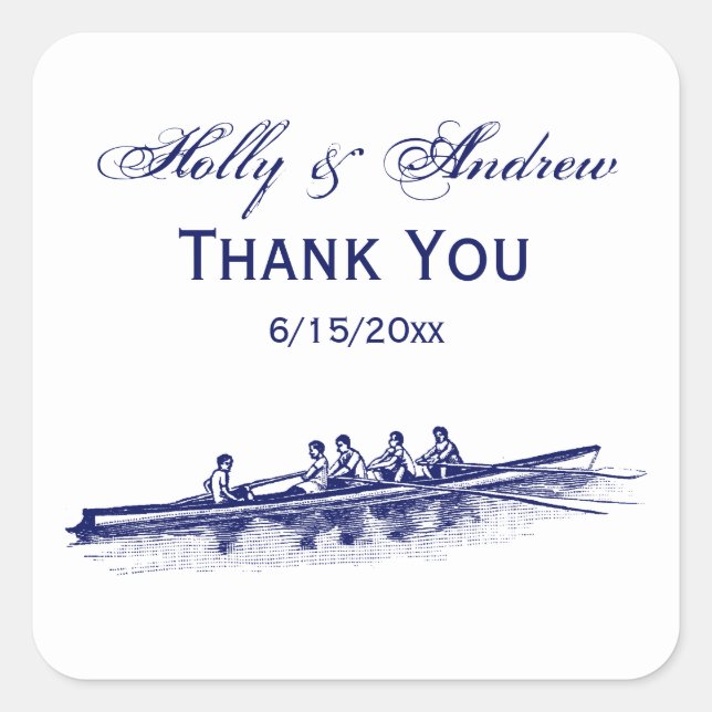 Pegatina Cuadrada Blue Rowing Rowers Equipo Deportes Acuáticos