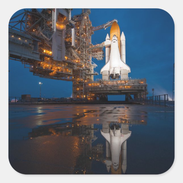 Pegatina Cuadrada Blue Sky for Space Shuttle Atlantis Launch (Anverso)