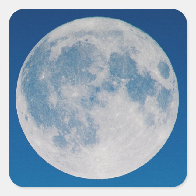 Pegatina Cuadrada Blue Sky Full Moon (Anverso)