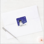 Pegatina Cuadrada Blue Snowman Winter Scenering Christmas Sticker<br><div class="desc">Se propaga la alegría de las vacaciones con este lindo y caprichoso muñeco de nieve azul Scenery Navidad Sticker. El diseño pegatina presenta a un muñeco de nieve feliz en una escena de invierno con un fondo azul real adornado con copos de nieve a color. También hay artículos de regalo...</div>