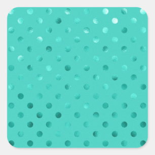 Pegatina Cuadrada Blue Turquoise Metallic Faux Relieve metalizado Po