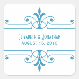 Pegatina Cuadrada Blue v2 Fancy Ornamental Wedding Stickers