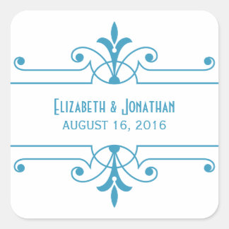 Pegatina Cuadrada Blue v2 Fancy Ornamental Wedding Stickers