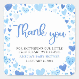 Pegatina Cuadrada Blue Valentboy Little Slove Baby Shower