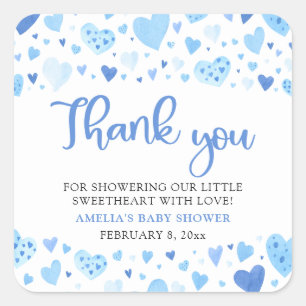 Pegatina Cuadrada Blue Valentboy Little Slove Baby Shower