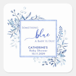 Pegatina Cuadrada Blue Wildflower Something Blue Baby Shower