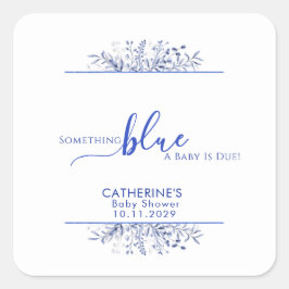 Pegatina Cuadrada Blue Wildflower Something Blue Baby Shower