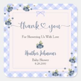 Pegatina Cuadrada Blueberry Berry Sweet Baby Boy Baby Shower