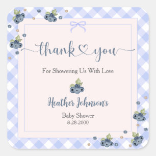 Pegatina Cuadrada Blueberry Berry Sweet Baby Boy Baby Shower