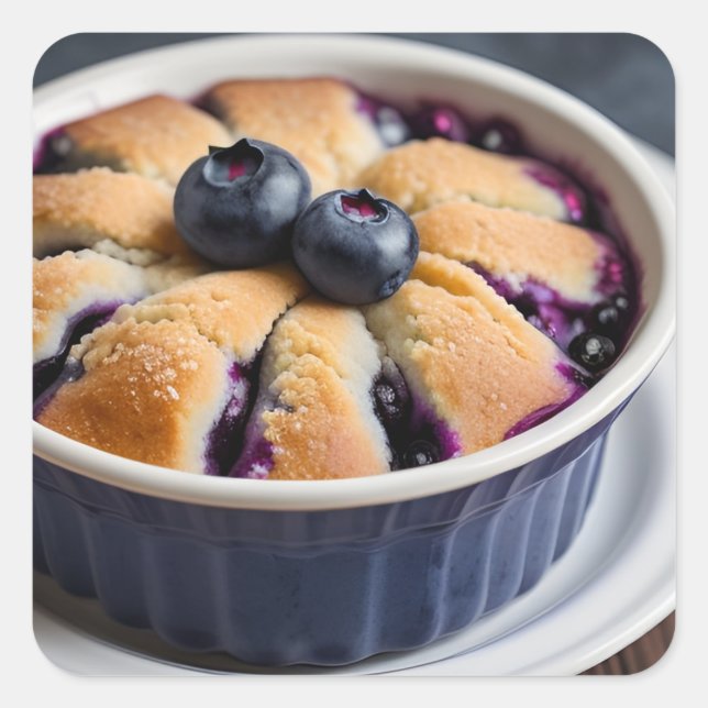 Pegatina Cuadrada Blueberry Cobbler (Anverso)