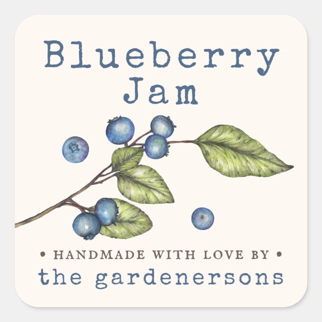 Pegatina Cuadrada Blueberry Jam (Anverso)
