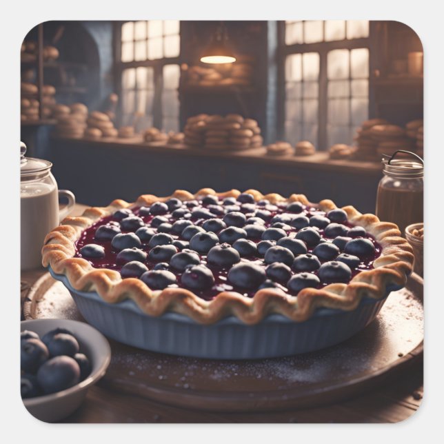 Pegatina Cuadrada Blueberry Pie (Anverso)