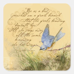Pegatina Cuadrada Bluebird en Branch y Victor Hugo
