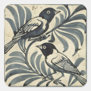 Pegatina Cuadrada Bluebirds (w/c en el papel)