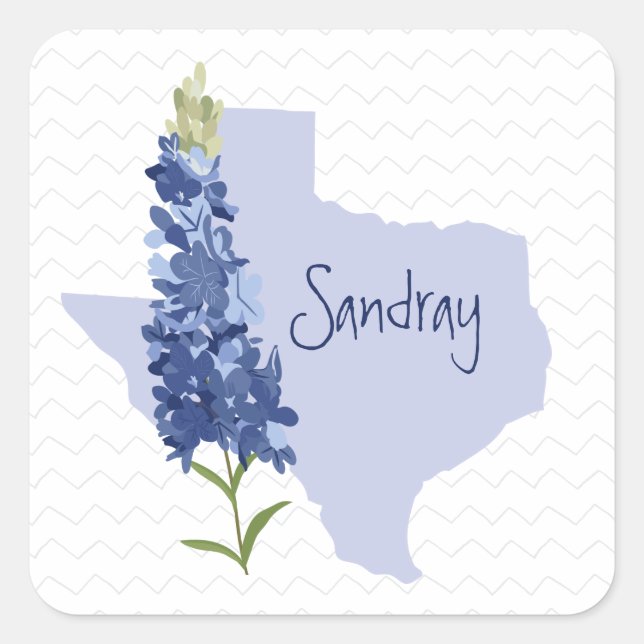 Pegatina Cuadrada Bluebonnet Texas personalizado (Anverso)