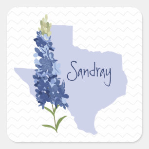 Pegatina Cuadrada Bluebonnet Texas personalizado