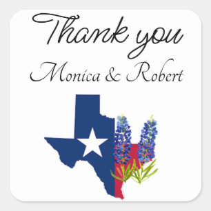 Pegatina Cuadrada Bluebonnets Texas State Flowe Lupine Watercolor