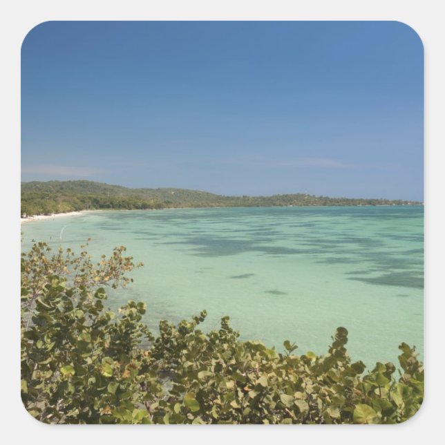 Pegatina Cuadrada Bluefields, costa suroeste de Jamaica (Anverso)