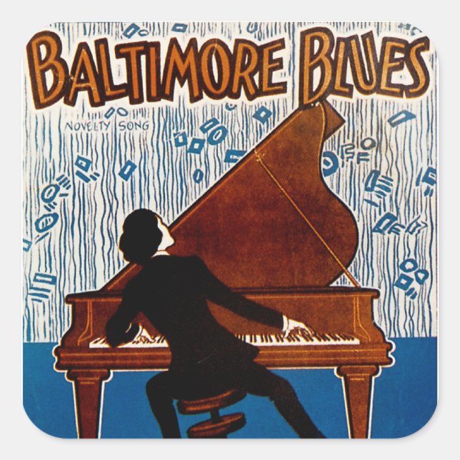 Pegatina Cuadrada Blues de Baltimore (Anverso)