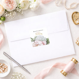 Pegatina Cuadrada Blush Pink Peony Floral 18th Birthday 